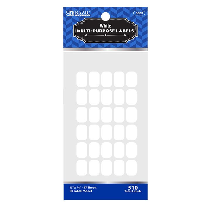 24 pieces of 1/2" X 3/4" White Multipurpose Label (510/pack)