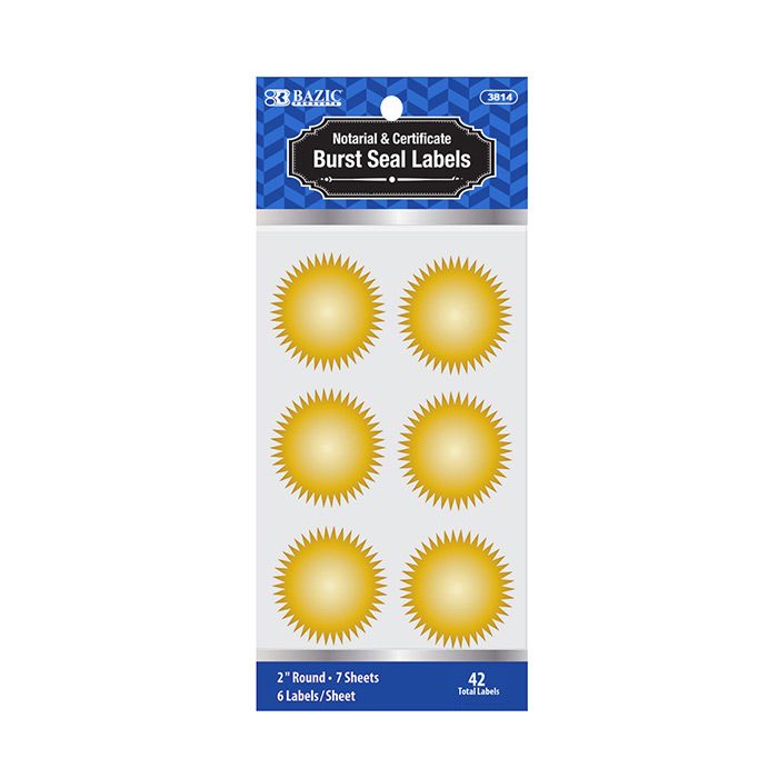 24 pieces of 2" Gold Foil Notary/certificate Seal Label (42/pack)