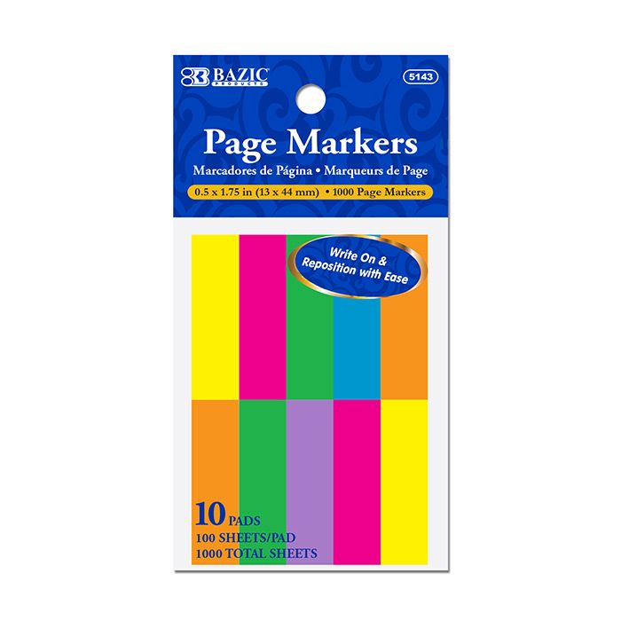 24 pieces of 100 Ct. 0.5" X 1.75" Neon Page Markers (10/pack)