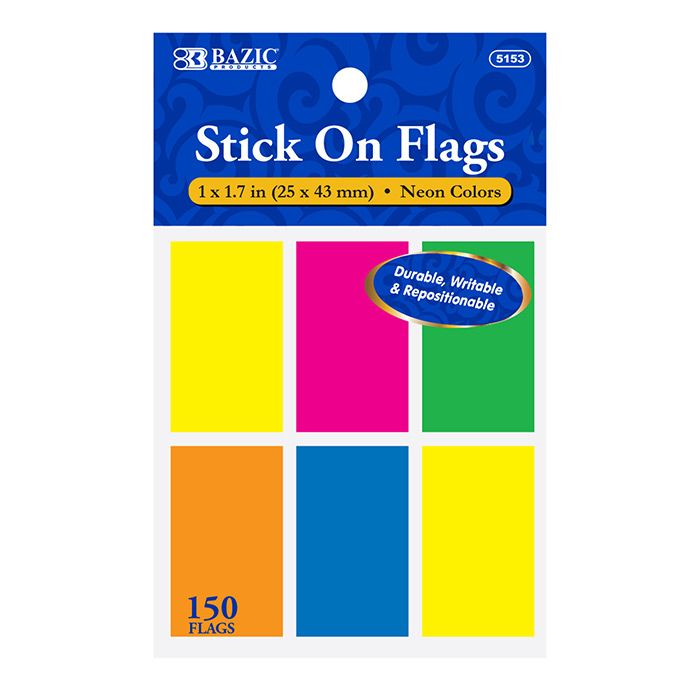 24 pieces of 25 Ct. 1" X 1.7" Neon Color Standard Flags (6/pack)