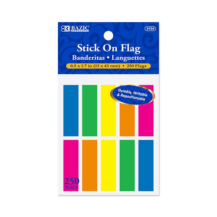 24 pieces of 25 Ct. 0.5" X 1.7" Neon Color Coding Flags (10/pack)