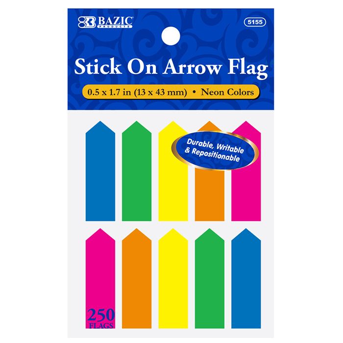 24 pieces of 25 Ct. 0.5" X 1.7" Neon Color Arrow Flags (10/pack)