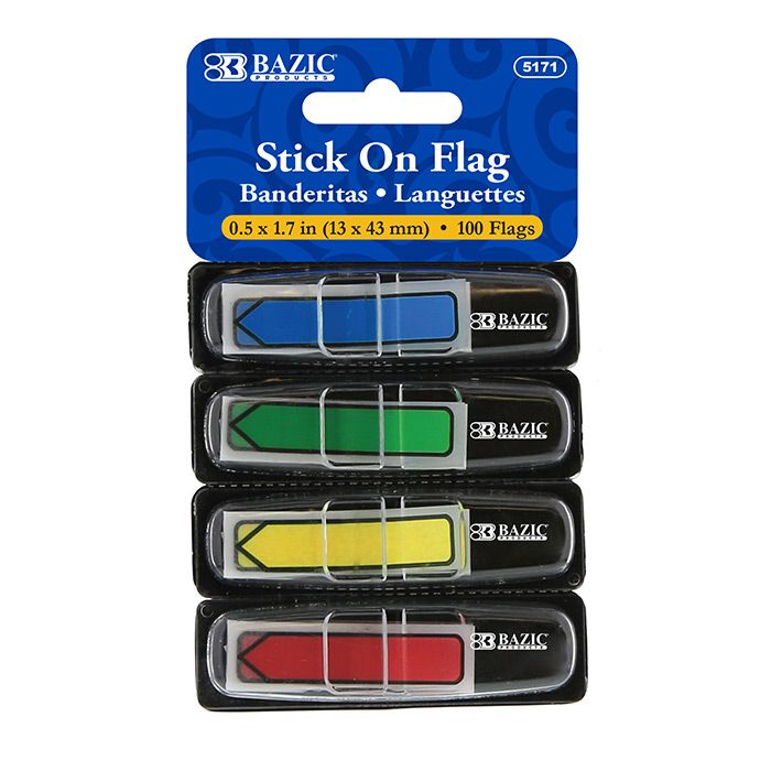 24 Wholesale 25 Ct. 0.5" X 1.7" Neon Color Printed Arrow Flags W/ Dispenser (4/pack)