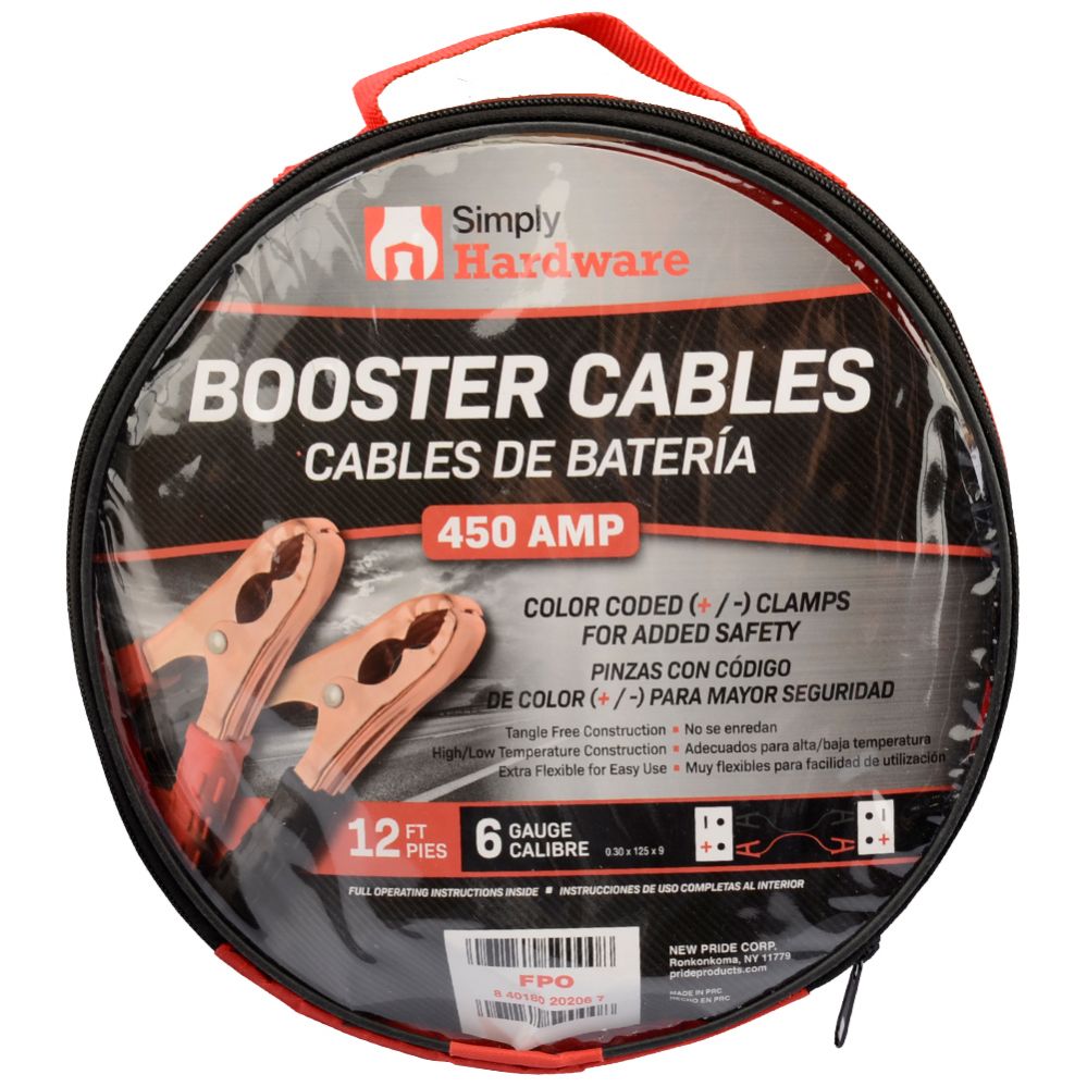 Simply Auto Booster Cables 250 Amp 12 Feet 10 Gauge