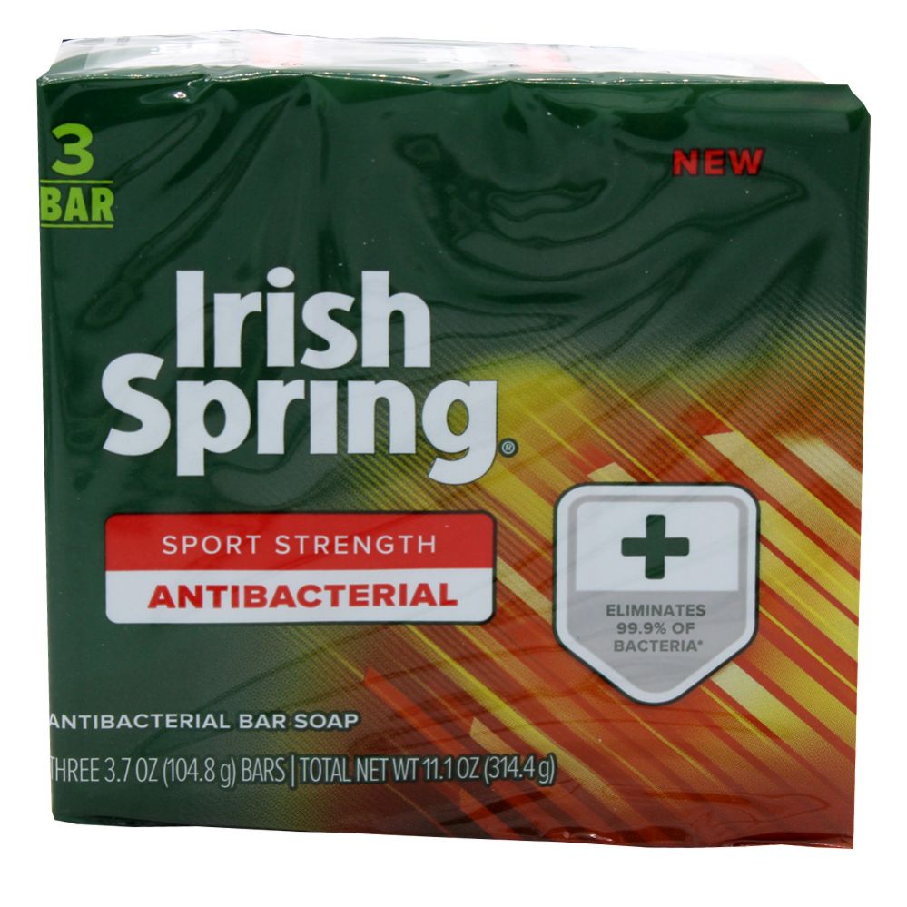 18 Pieces of Irish Spring Bar Soap 3.75z 3 Pack Sport Strength