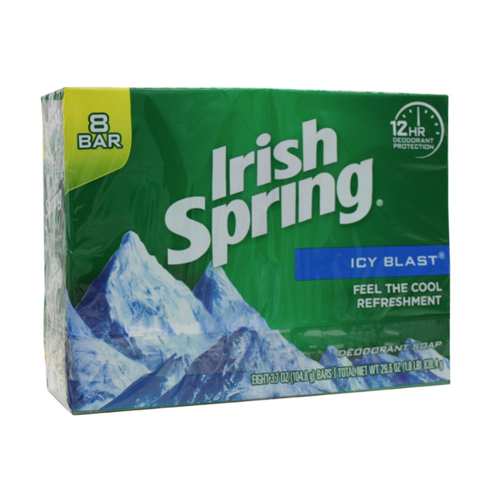 9 Pieces of Irish Spring Bar Soap 3.7z 8 Pack Icy Blast