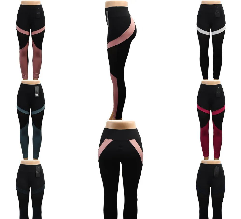 24 Pieces of Womens Two Tone Color High Waist Leggings Size L / xl