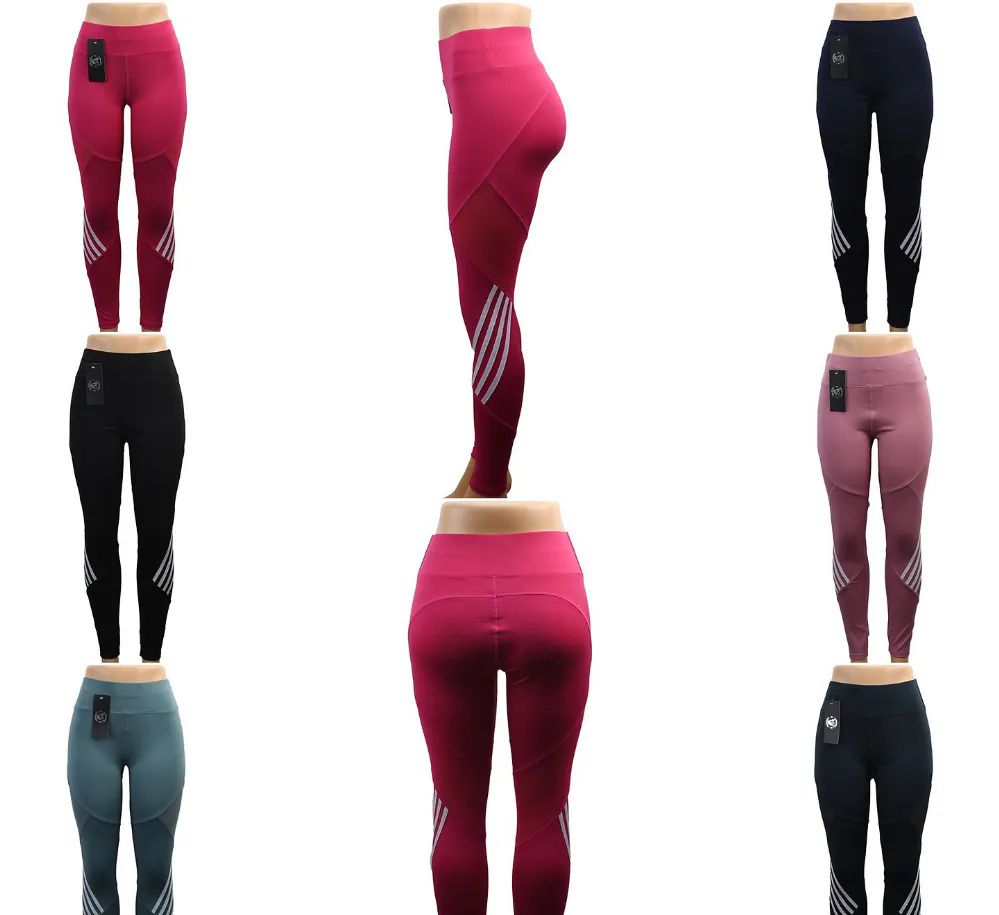 24 Pieces of Womens Four Stripe High Waist Leggings Size S / M
