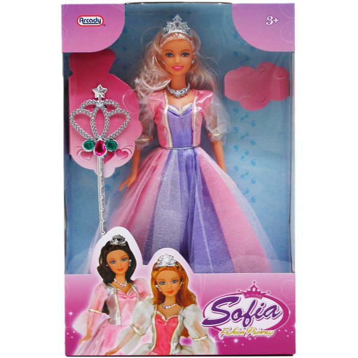 12 Pieces of 11.5" Princess Sofia Doll W/ Accss In Window Box, 3 Assrt