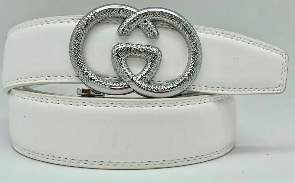 24 Wholesale Leather Belts Color Silver White