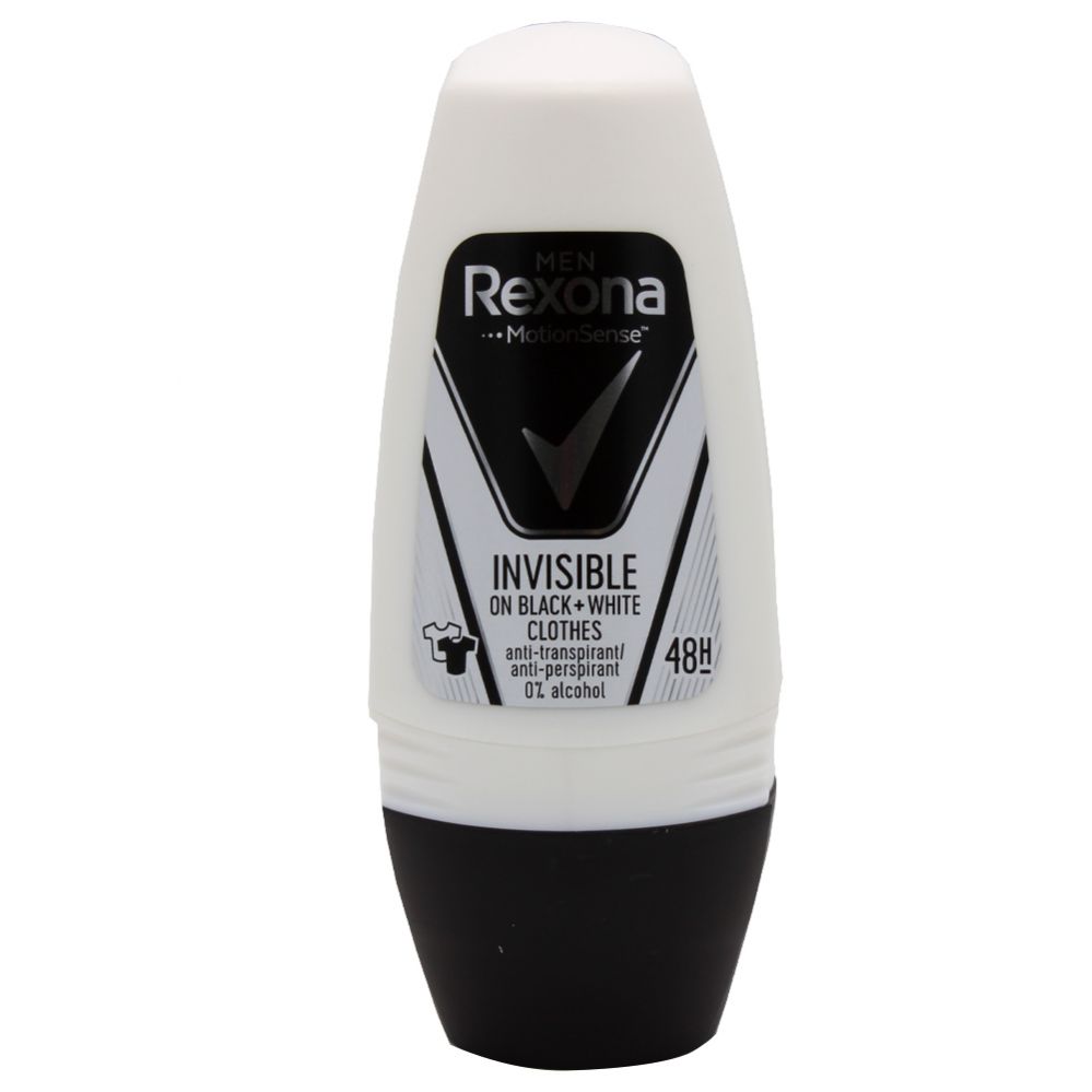 6 Pieces of Rexona Roll On 50ml Invisible Clothes Black And White For Men