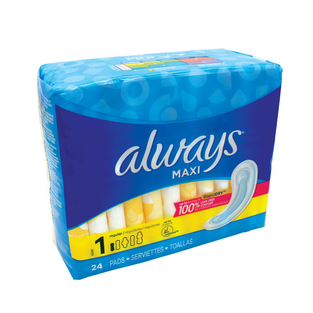 12 Pieces of Always Maxi 24 Count Pad Regular Unscented