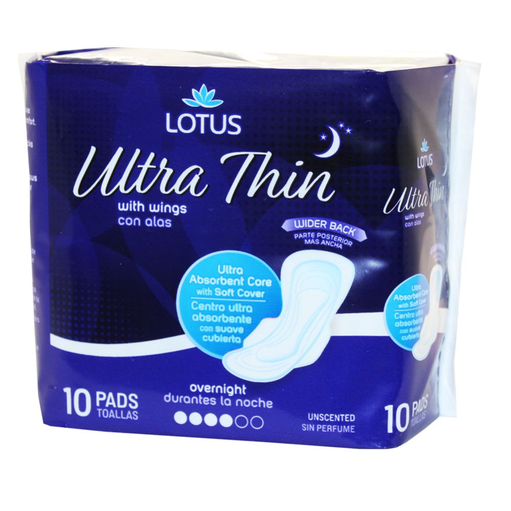 48 Pieces of Lotus Maxi Pads 10 Ct Over Nite Ultra Thin With Wings