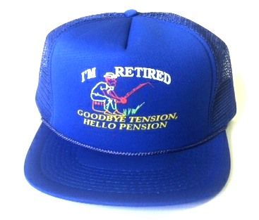 24 Pieces of Adult Mesh Back Printed Hat, "i'm Retired Goodbye Tension, Hello Pension", Assorted Colors