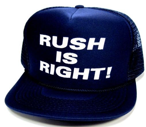 24 Pieces of Adult Mesh Back Printed Hat, "rush Is Right", Assorted Colors