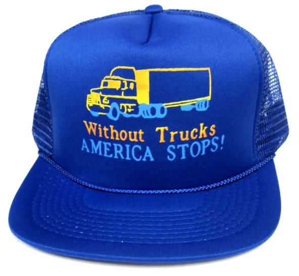 24 Pieces of Adult Mesh Back Printed Hat, "without Trucks America Stops!", Assorted Colors