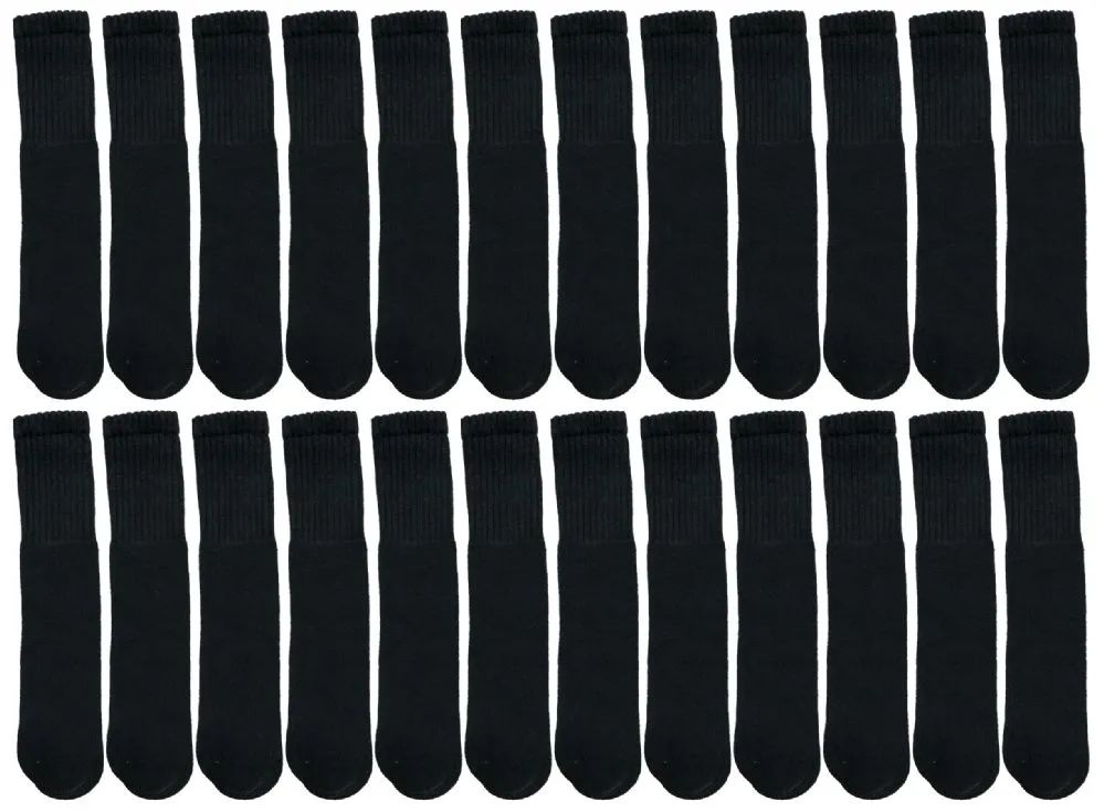 120 Wholesale Yacht & Smith Kids Black Solid Tube Socks Size 4-6