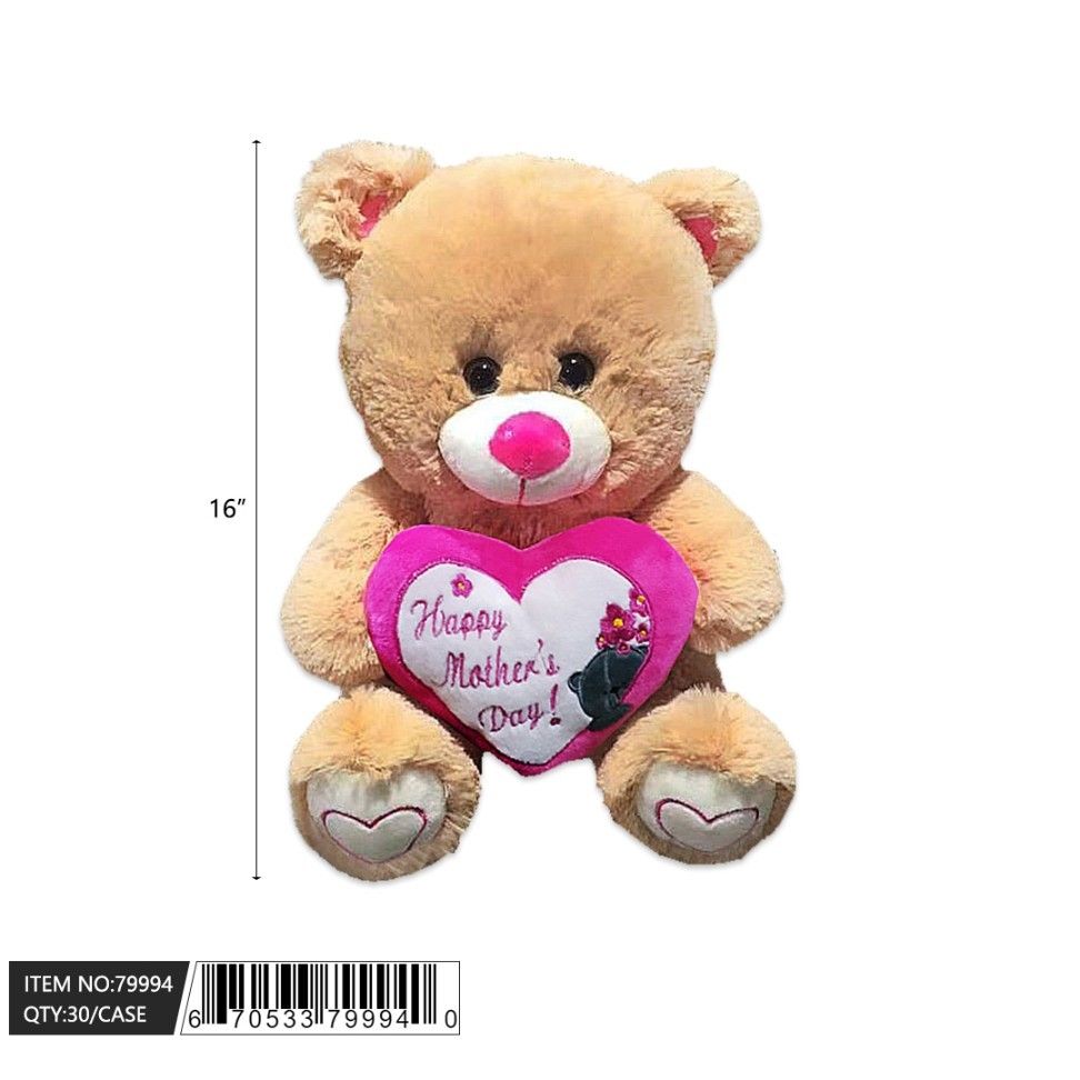 12 Wholesale 16" Brown Mother's Day Bear W/ Musical