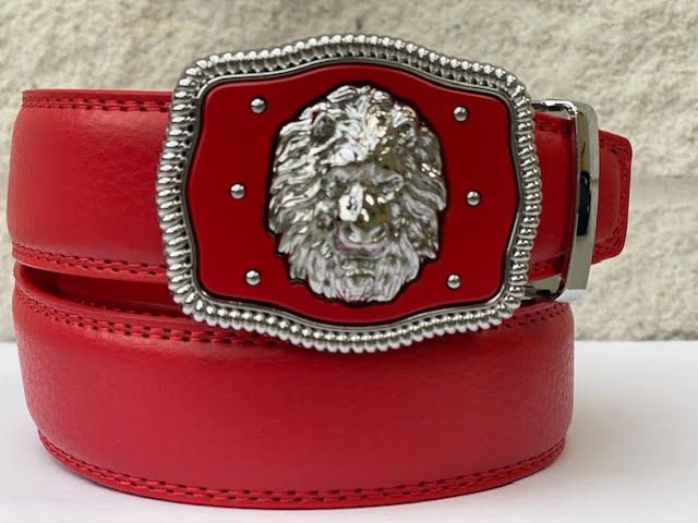 24 Wholesale Belts For Mens Color Silver Red