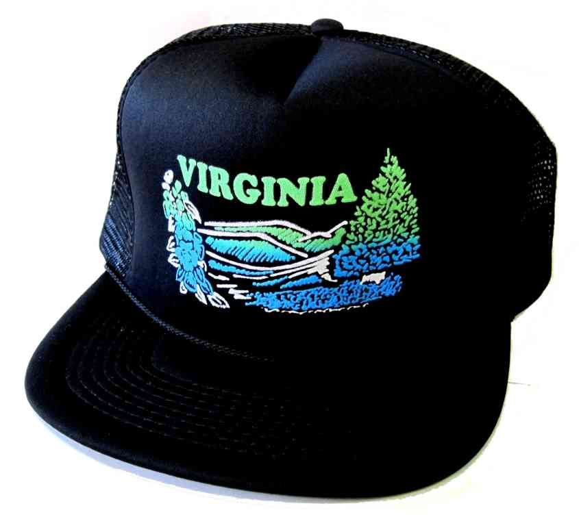 36 Wholesale Hats Unisex Printed Mesh Cap, "virginia"(trees And Mountains), Assorted Color Caps