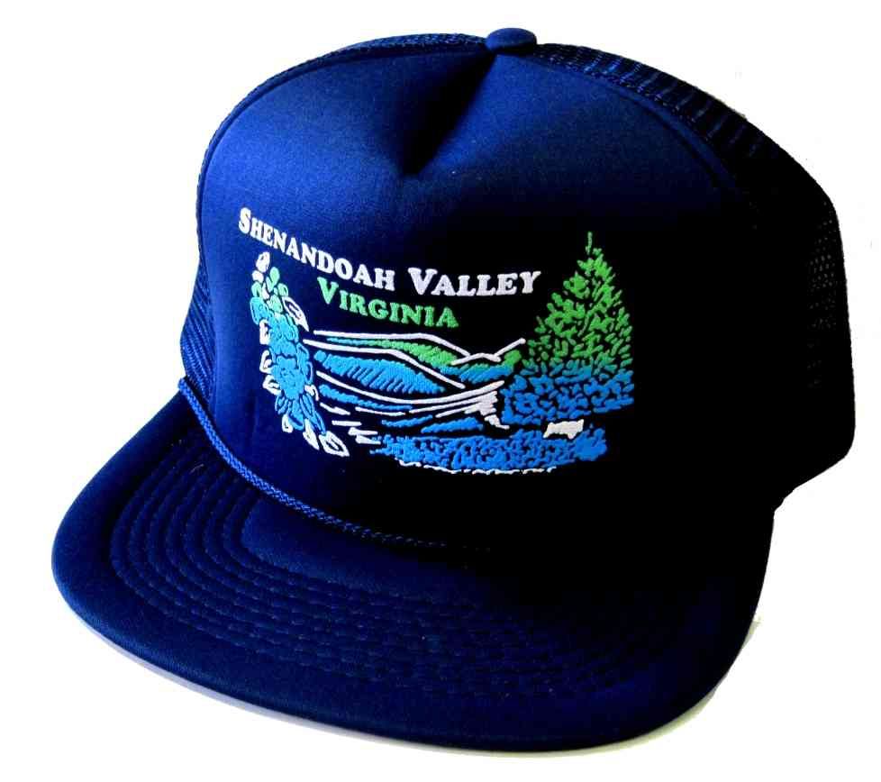 36 Wholesale Hats Unisex Printed Mesh Cap, "shenandoah Valley, Virginia"(trees And Mountains), Assorted Color Caps
