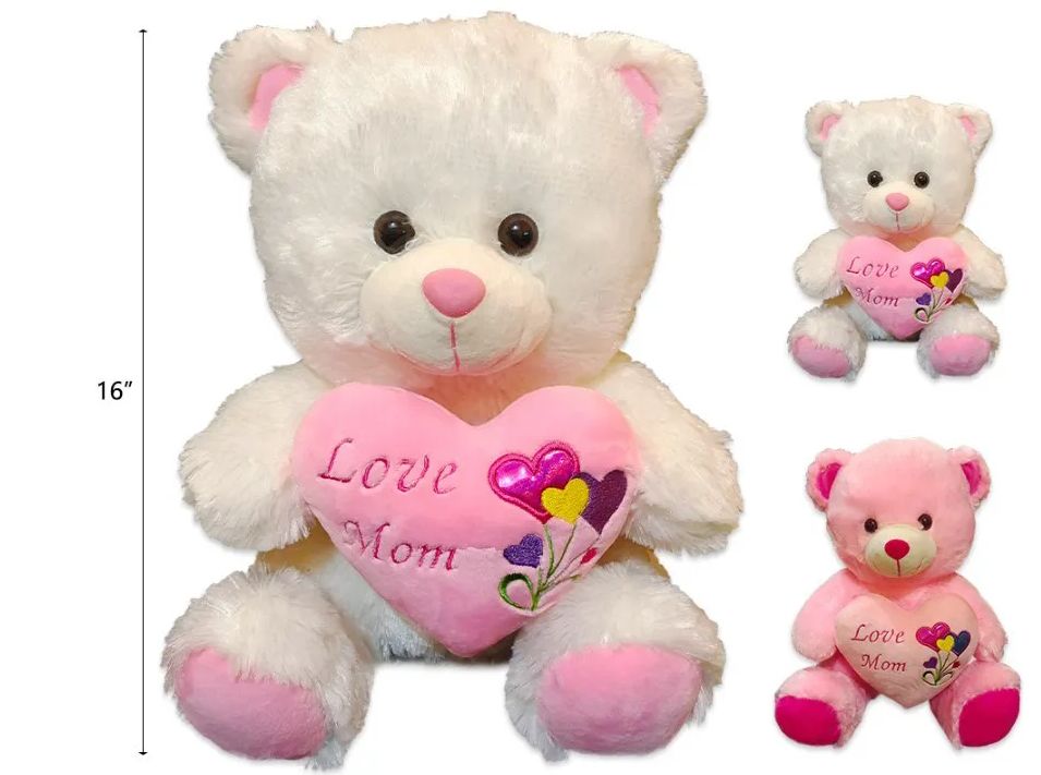12 Pieces of White And Pink Mother's Day Bear