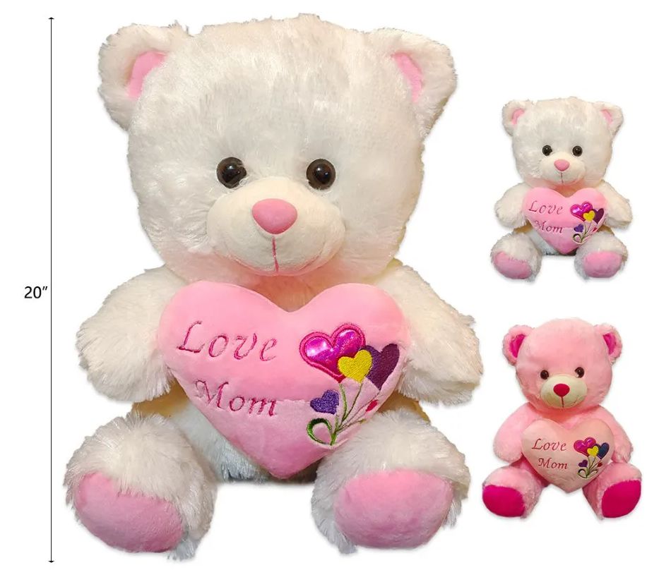 12 Pieces of White And Pink Mother's Day Bear