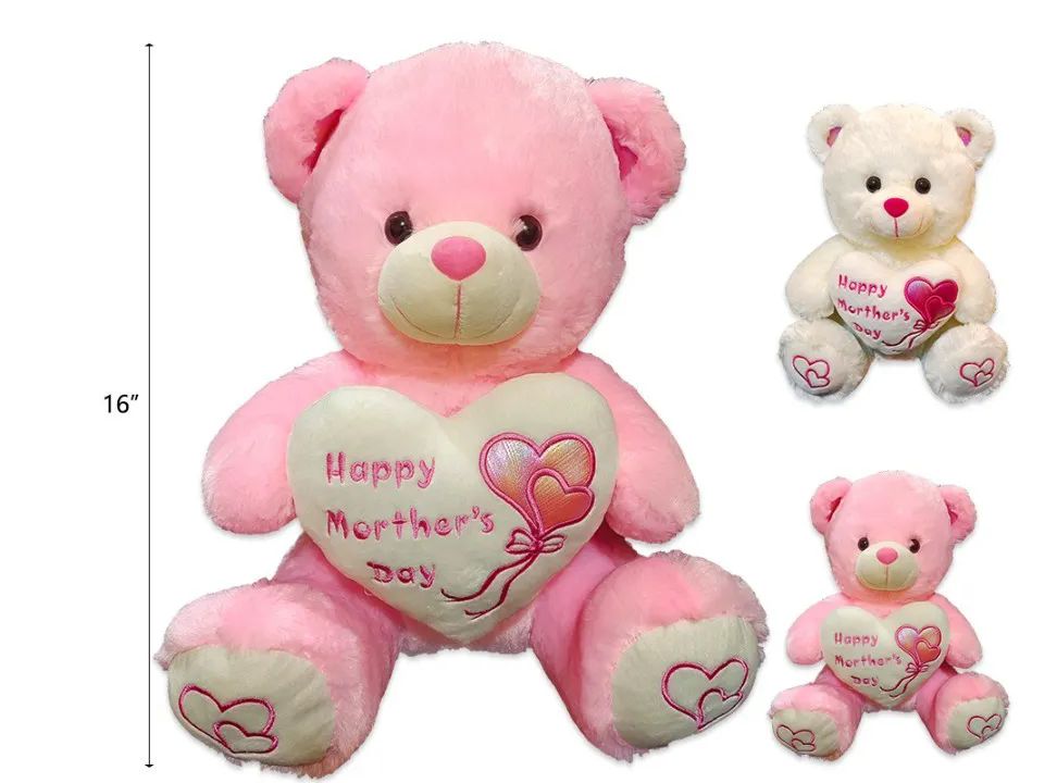 12 Wholesale White And Pink Happy Mother's Day Bear