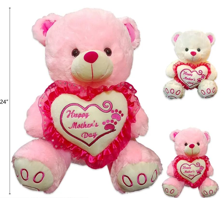 6 Wholesale White And Pink Happy Mother's Day Bear
