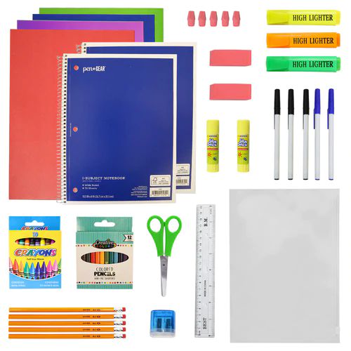 12 Sets of 52 Piece Wholesale Kids School Supply Kits