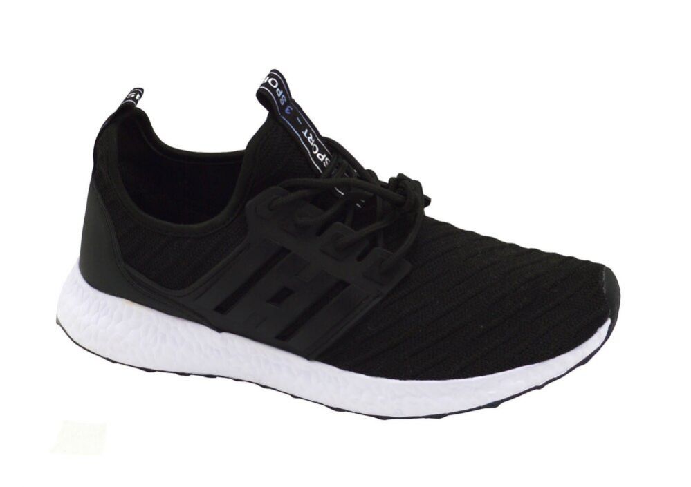 12 Wholesale Men's Air Cushion Sport Running Shoes Casual Athletic Tennis Sneakers In Black And White
