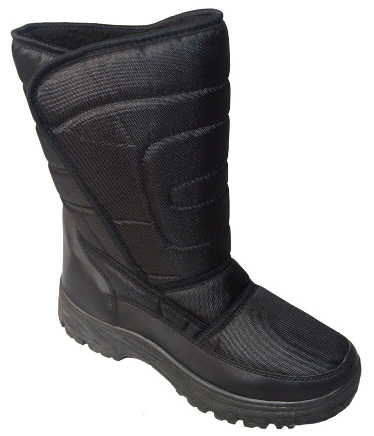 12 Wholesale Mens Winter Mid Calf Snow Boot Warm Waterproof Slip On Outdoor In Black