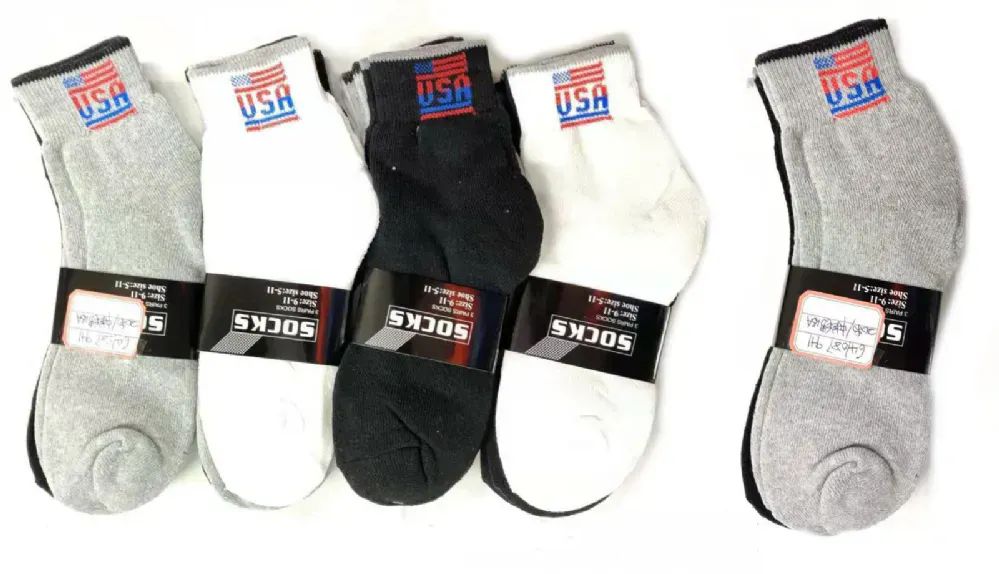 60 Pieces of Men Crew Usa Sock Assorted Color Size 9 - 11