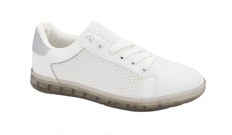 12 Wholesale Women Sneakers White / Grey Size 5 - 10 Assorted