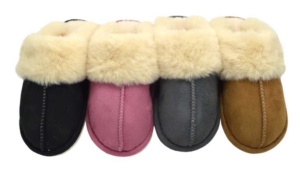 36 Wholesale Womens Slipper Fluffy Soft Warm Slip On House Slipper Cozy Plush For Indoor Outdoor