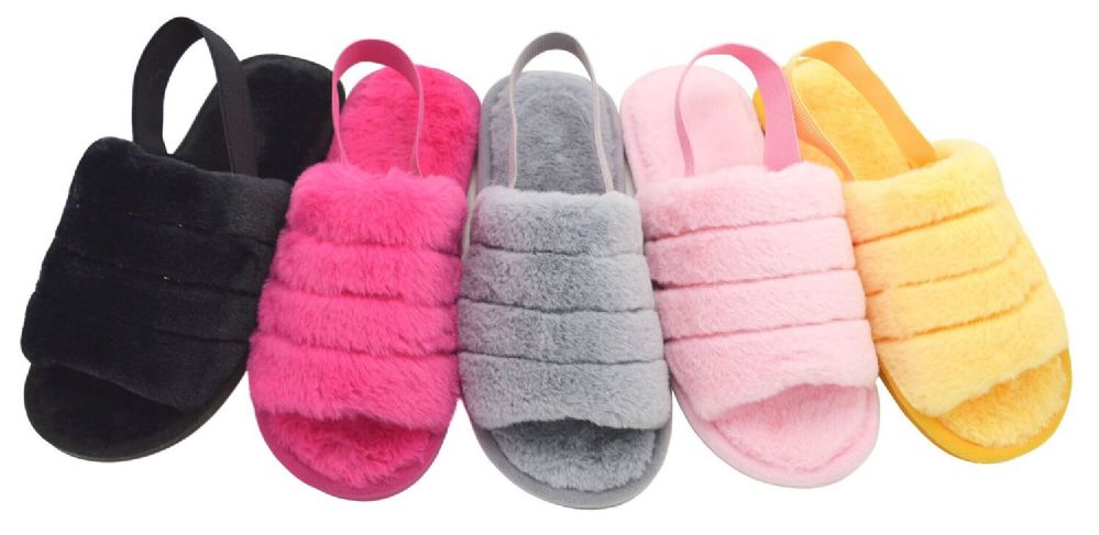 36 Wholesale Slipper With Strap For Women Fuzzy Slide Sandal Shoes Fluffy  Faux Fur Womens House Bedroom Plush Open Toe Warm Comfy Cozy Indoor Outdoor  Slippers - at - wholesalesockdeals.com