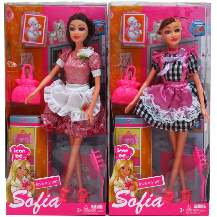 12 Wholesale 11.5" Bendable Sofia Doll W/ Access 2 Assorted