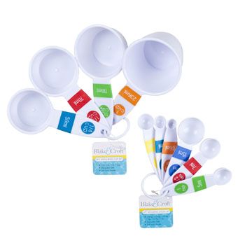 72 pieces of Measuring Spoons/cup Set 6/4pkswhite W/color Prnt Trim B&c ht