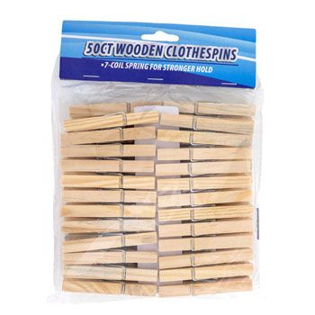 24 pieces of Clothespins Wooden 50ct 7-Coil