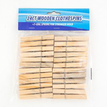 36 pieces of Clothespins Wooden 24ct 7-Coil