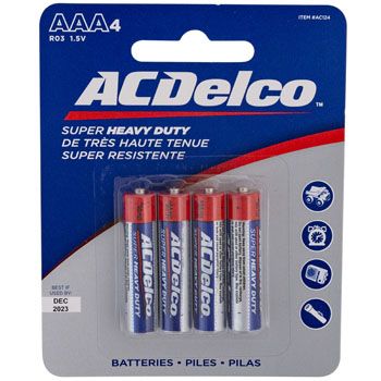 48 pieces of Batteries Aaa 4pk Heavy Duty Ac Delco On Blister Card