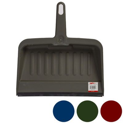24 pieces of Dust Pan W/rubber Lip 12in Heavy Duty 4 Colors