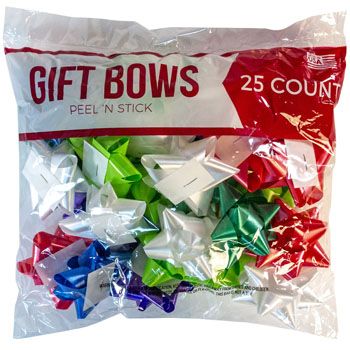 48 Pieces Bows Christmas 25 Peel N Stick Asst Colors Printed Polybag Made In Usa - Bows & Ribbons