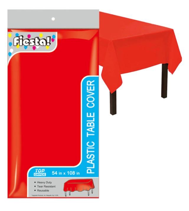 48 Wholesale Heavy Duty Plastic Table Cover In Red 54x108