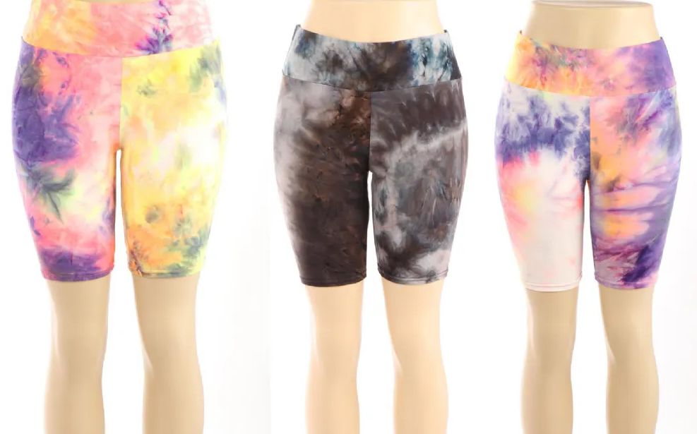48 Wholesale Tie Dye Shorts For Women Workout