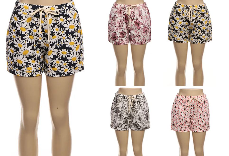 48 Pieces of Womens Casual Shorts Comfy Elastic Waist Drawstring Pocket Shorts Pants