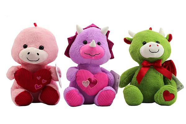 12 Wholesale 10.5 Dino With Heart 3 Assorted