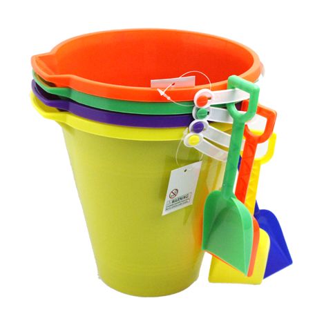 48 Pieces of 9 Inch Round Bucket With Shovel In 4 Colors