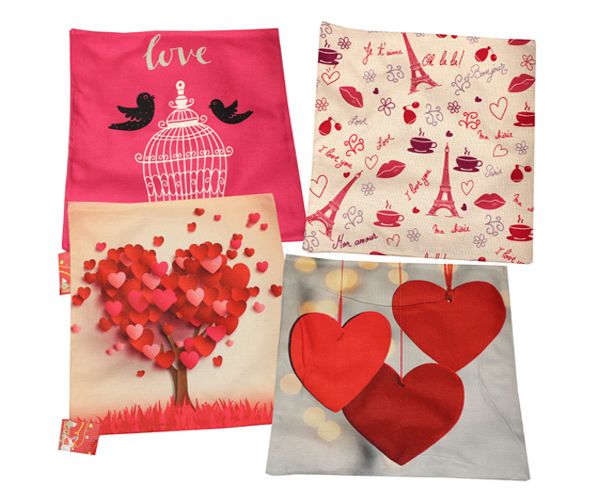 144 Pieces of Valentines Cushion Cover 18x18 Inch Assorted Designs