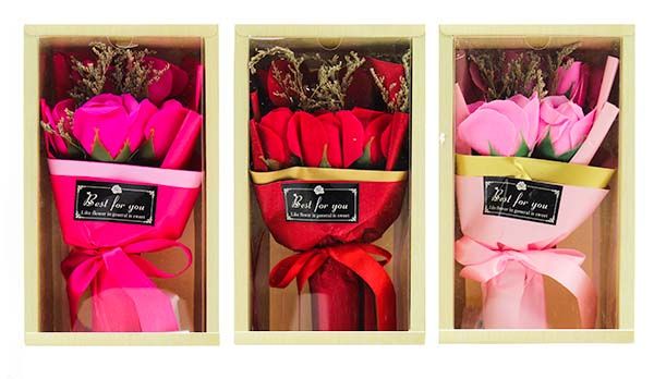 36 Pieces of Valentines Soap Flower With Led Gift Box 5 Heads